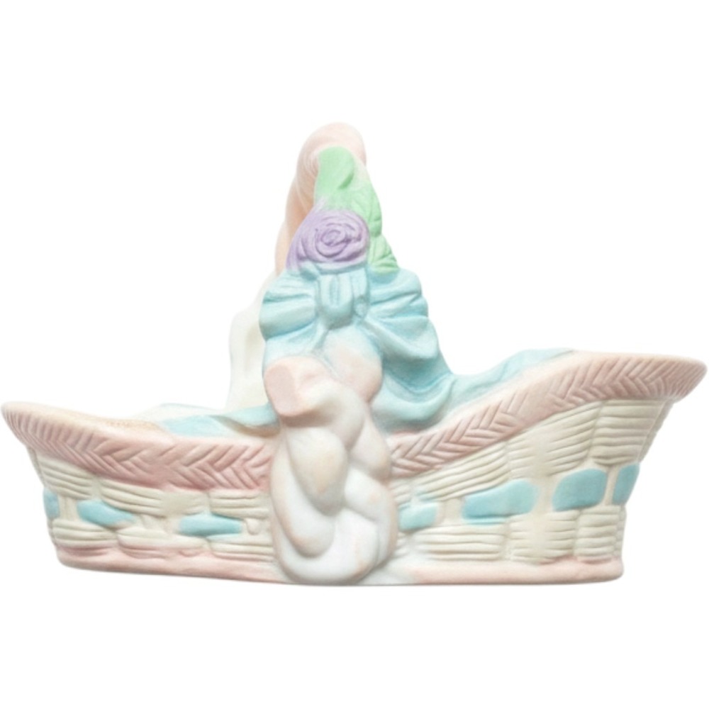 Basket Planter Ceramic Pastel Floral Rose Bow Cottagecore Decor Vintage Trinket - Picture 5 of 7